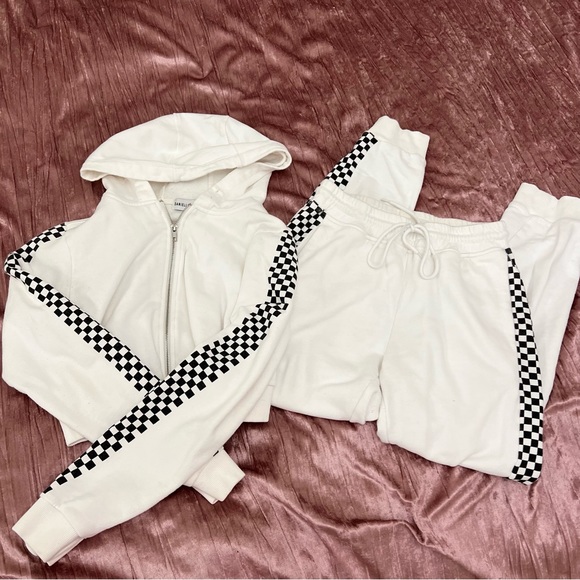 DANIELLE GUIZIO Godspeed White Checkered Tracksuit Sweatsuit Set - Picture 4 of 7